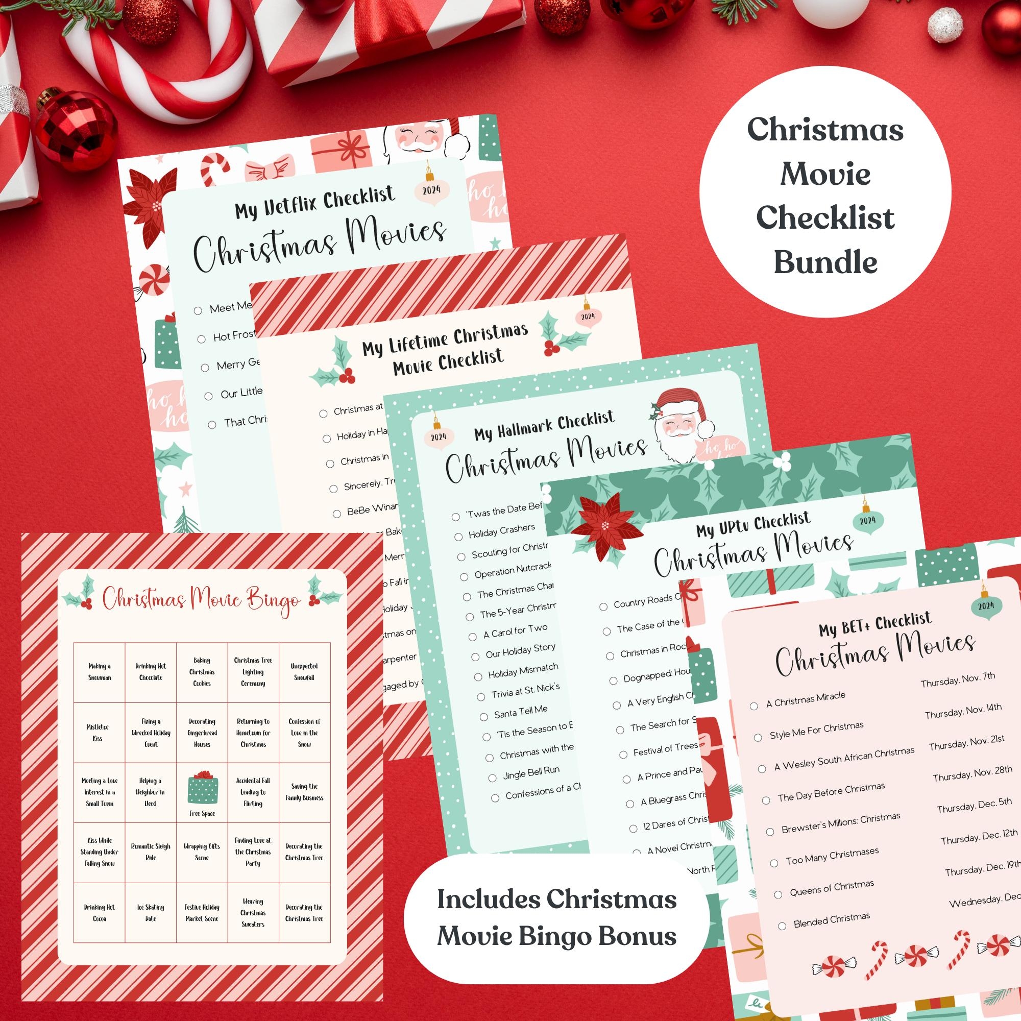 Ultimate Christmas Movie Checklist Bundle Netflix Lifetime Hallmark BET Uptv Holiday Movie Tracker Printable Christmas Watchlist CH07 Etsy
