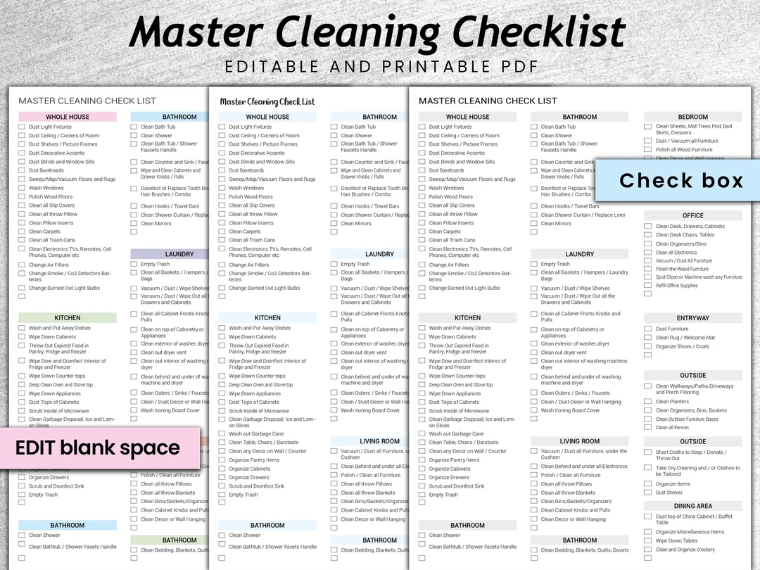 Ultimate Cleaning Schedule Bundle Editable Cleaning Checklist Bundle Yearly Cleaning Checklist Master Cleaning List Editable Checklist Etsy