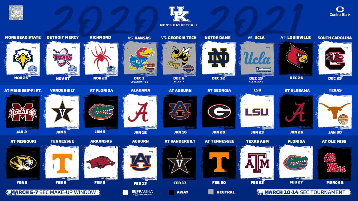 University Of Kentucky Basketball Schedule 2020 2021 KY Supply Co