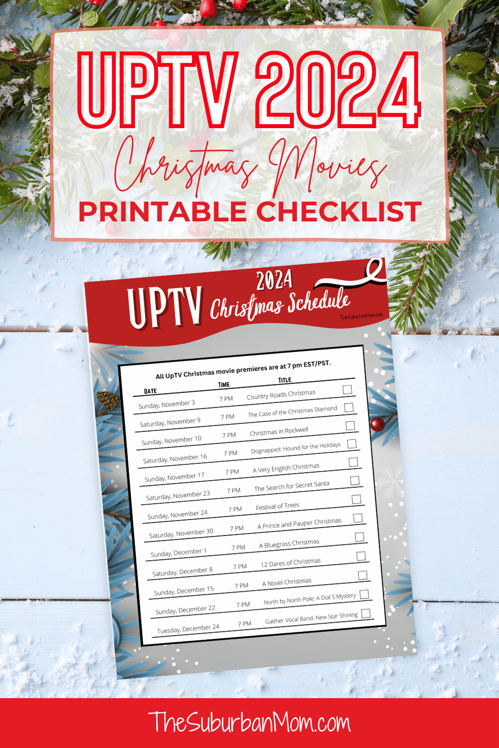 UpTV Christmas Movie 2024 Schedule Checklist Free Printable TheSuburbanMom