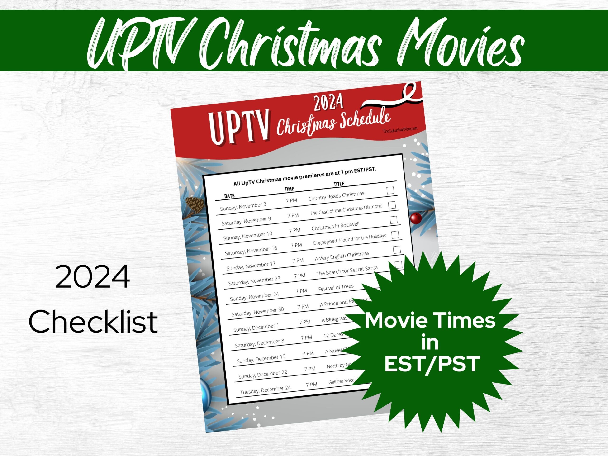 UPTV Christmas Movies 2024 Schedule Printable Checklist Etsy Australia
