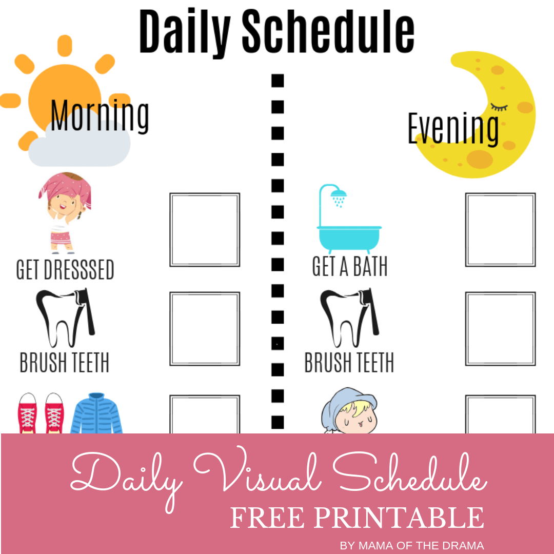 Visual Daily Schedule Free Printable Mama Of The Drama Worksheets Library
