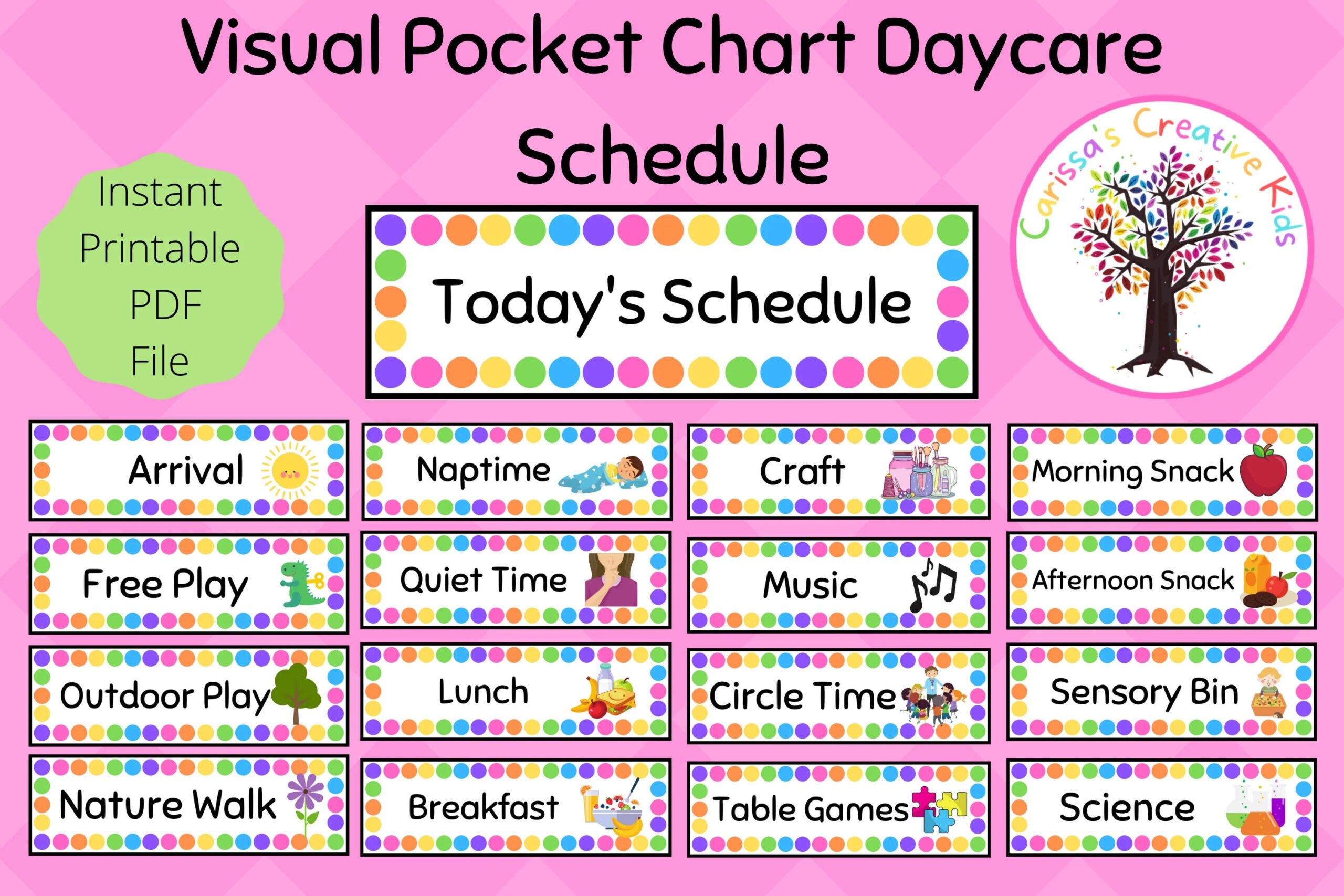Visual Pocket Chart Daily Daycare Schedule Home Daycare Preschool Childcare Or Dayhome Etsy