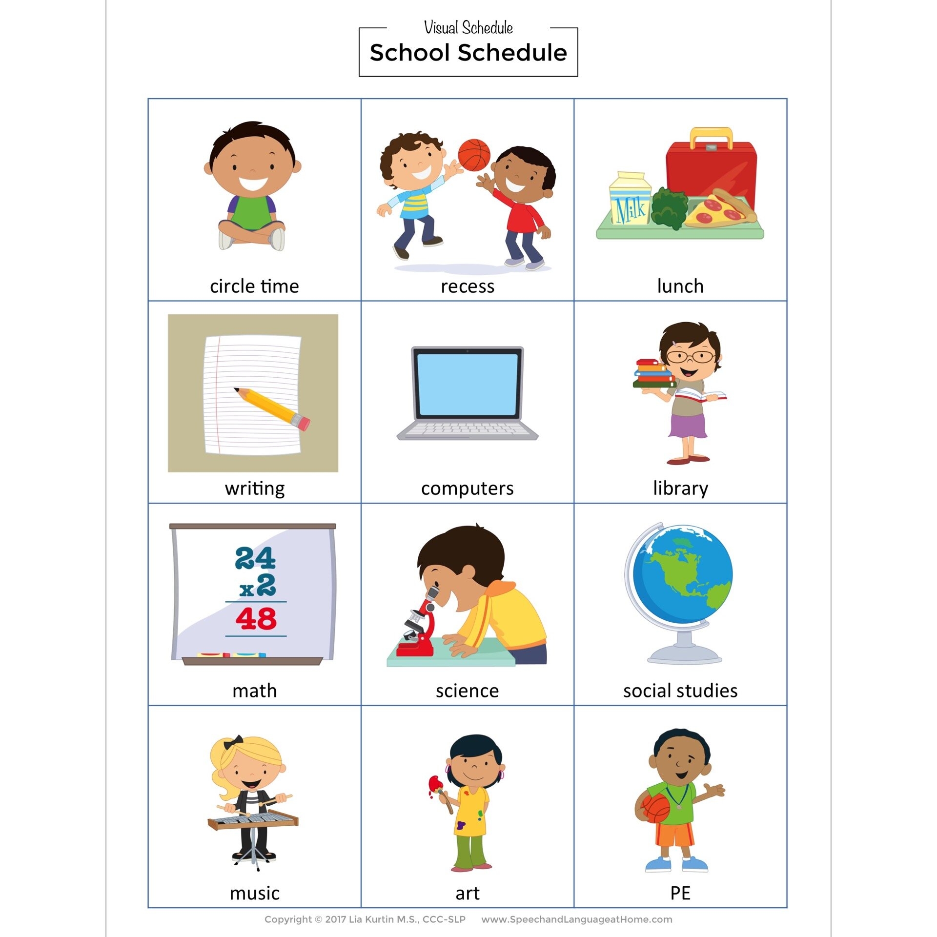 Visual Schedule For Daily Routines Picture Card Printables SLP Worksheets Library