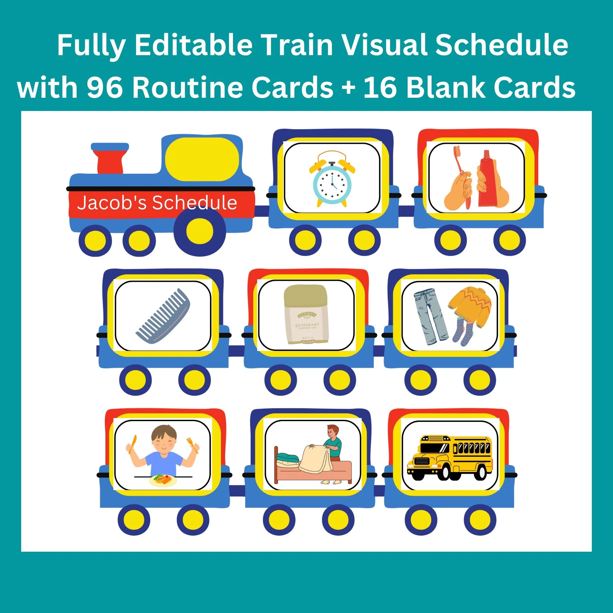 Visual Schedule For Kids And Students Train Visual Schedule Autism Visual Schedule Visual Schedule For School And Home Etsy