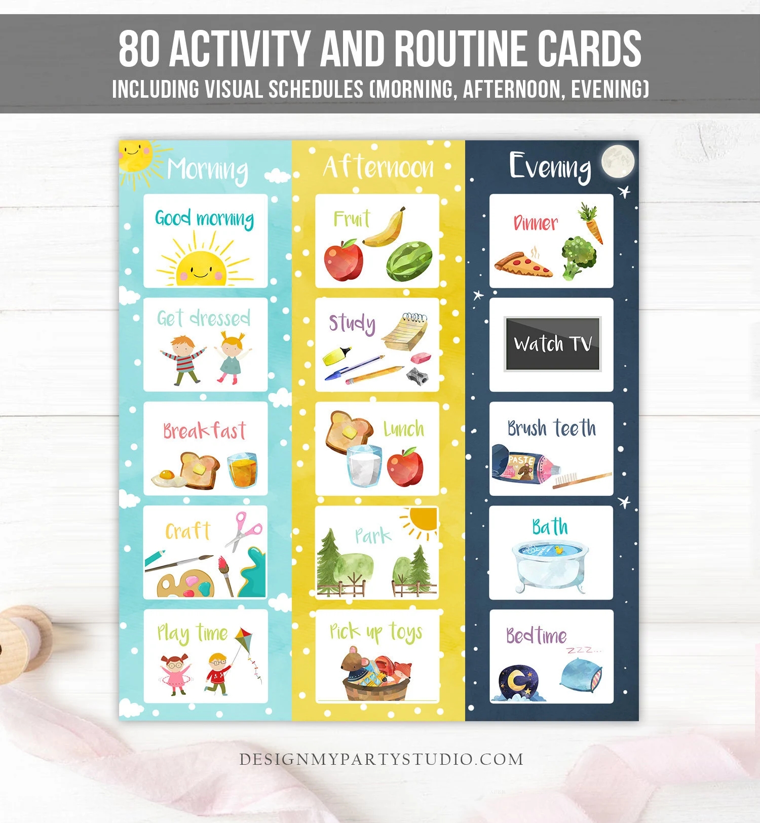 Visual Schedule Kids Daily Routine Chart 80 Cards Chores School Homeschool Toddler Preschoolers Calendar Daycare Download Printable 0341 Etsy