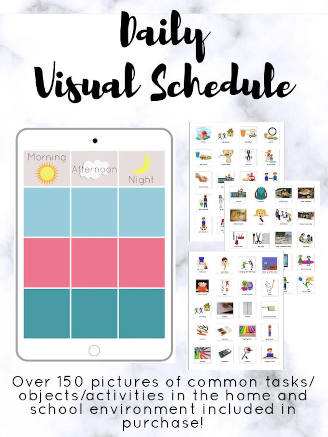 Visual Schedule Printable With PECS Divided By Time Of Day chore Chart For Autism Toddlers Speech Impairment Homeschool Etc Etsy