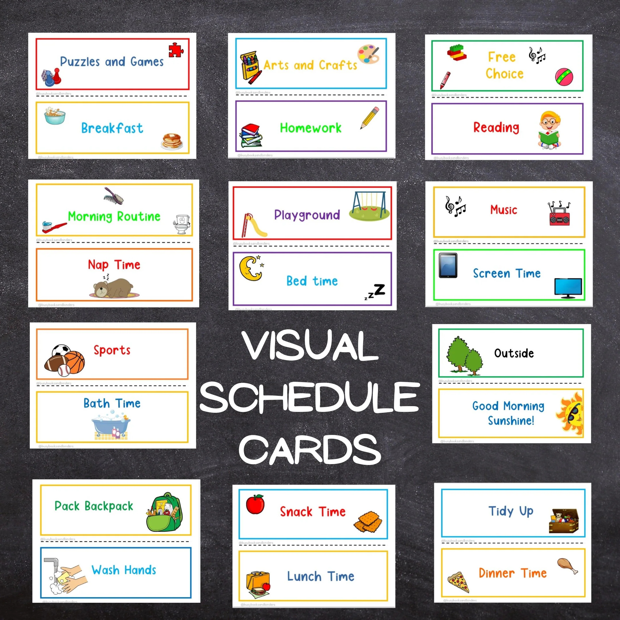 Visual Schedule Toddler Kids Printable Schedule Daily Routine Chart Homeschool Daycare Instant Download