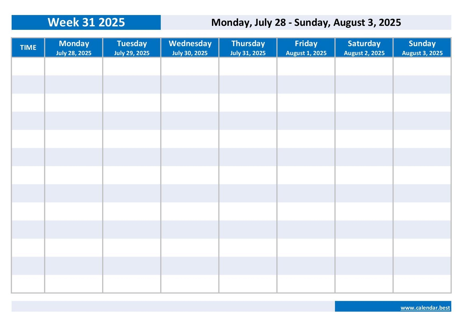 Weekly Calendar Weekly Schedule Calendar best