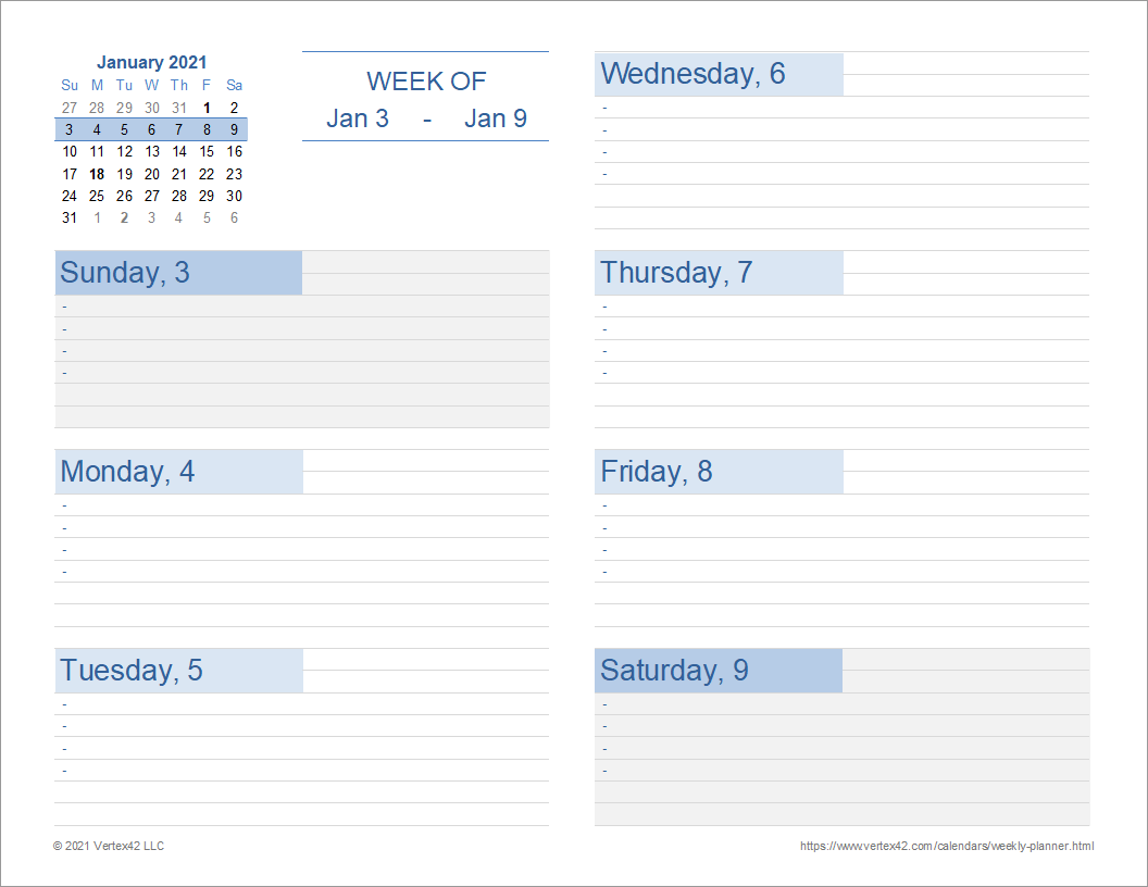 Printable Schedule Template Free Download