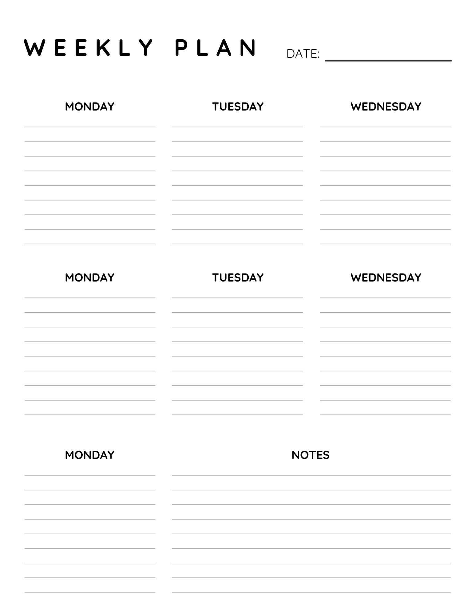 Weekly Printable Planner Free Templates 2025 AnjaHome