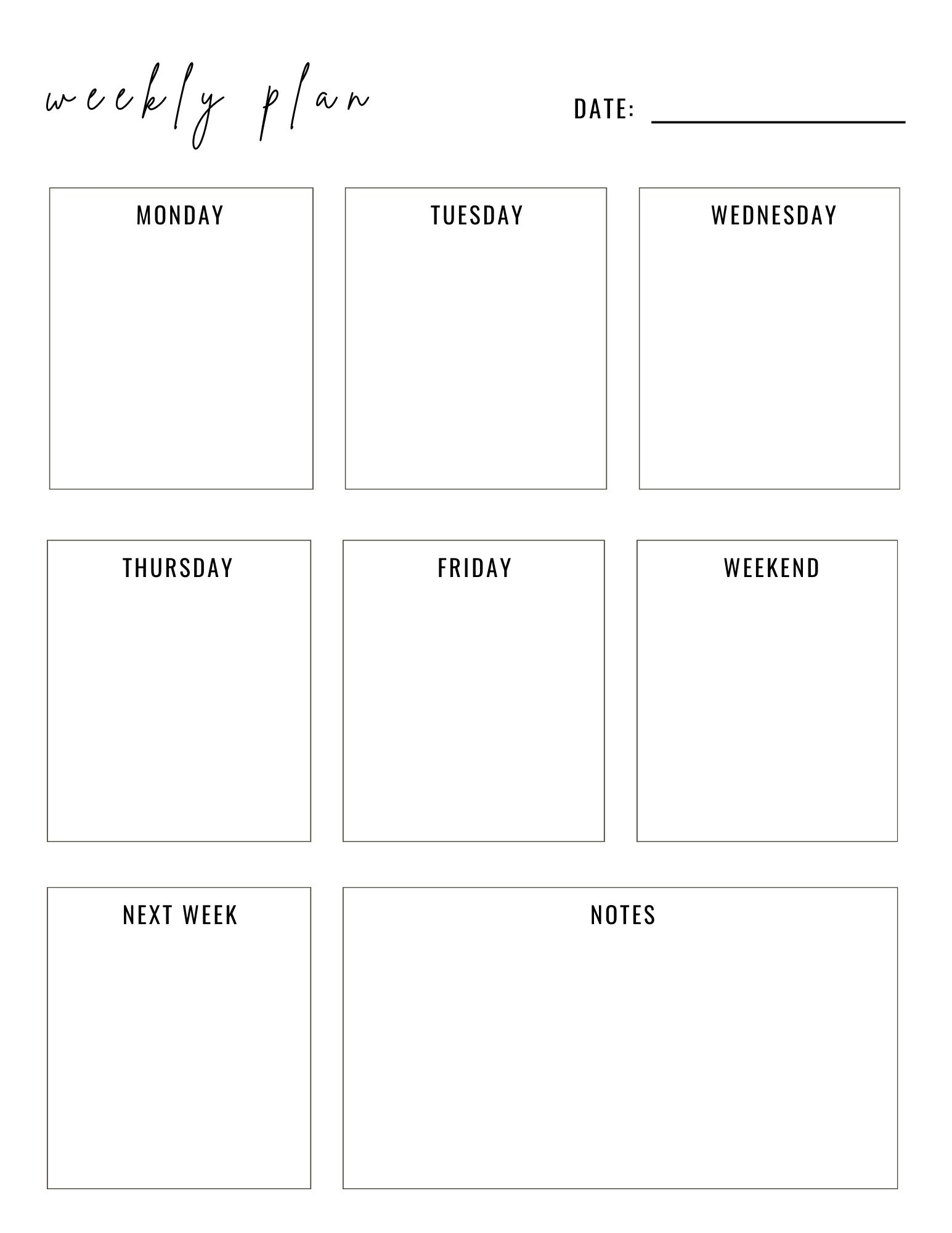 Printable Weekly Schedule Template Free