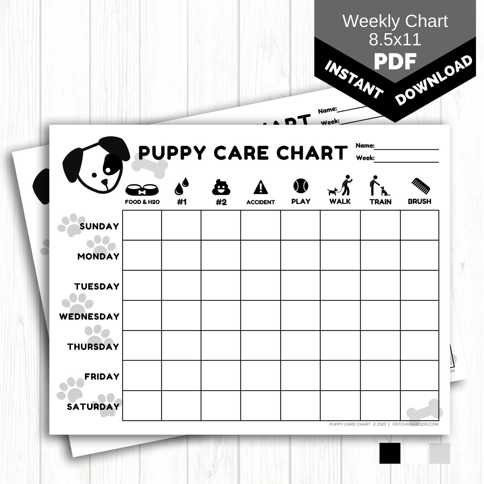 Weekly Puppy Care Chart PRINTABLE Dog Chore Chart For Kids New Puppy Routine Chart Dog Training Tracker INSTANT Download 8 5x11 PDF Etsy