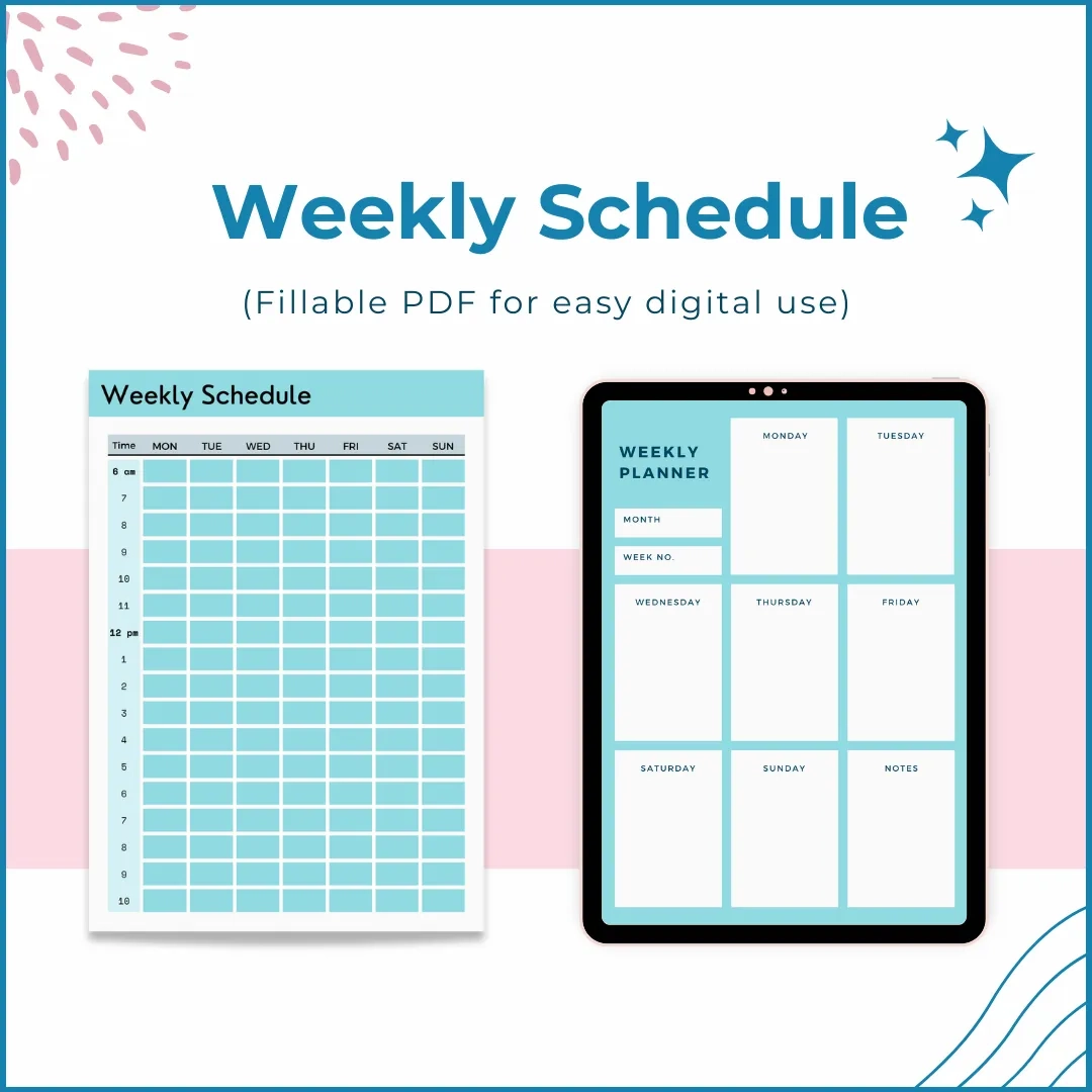 Weekly Schedule And Priority Setting Fillable PDF Weekly Schedule And Priority Setting Fillable PDF