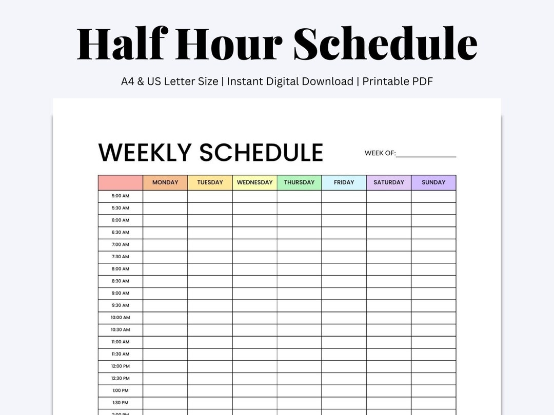 Week Schedule Printable With Times