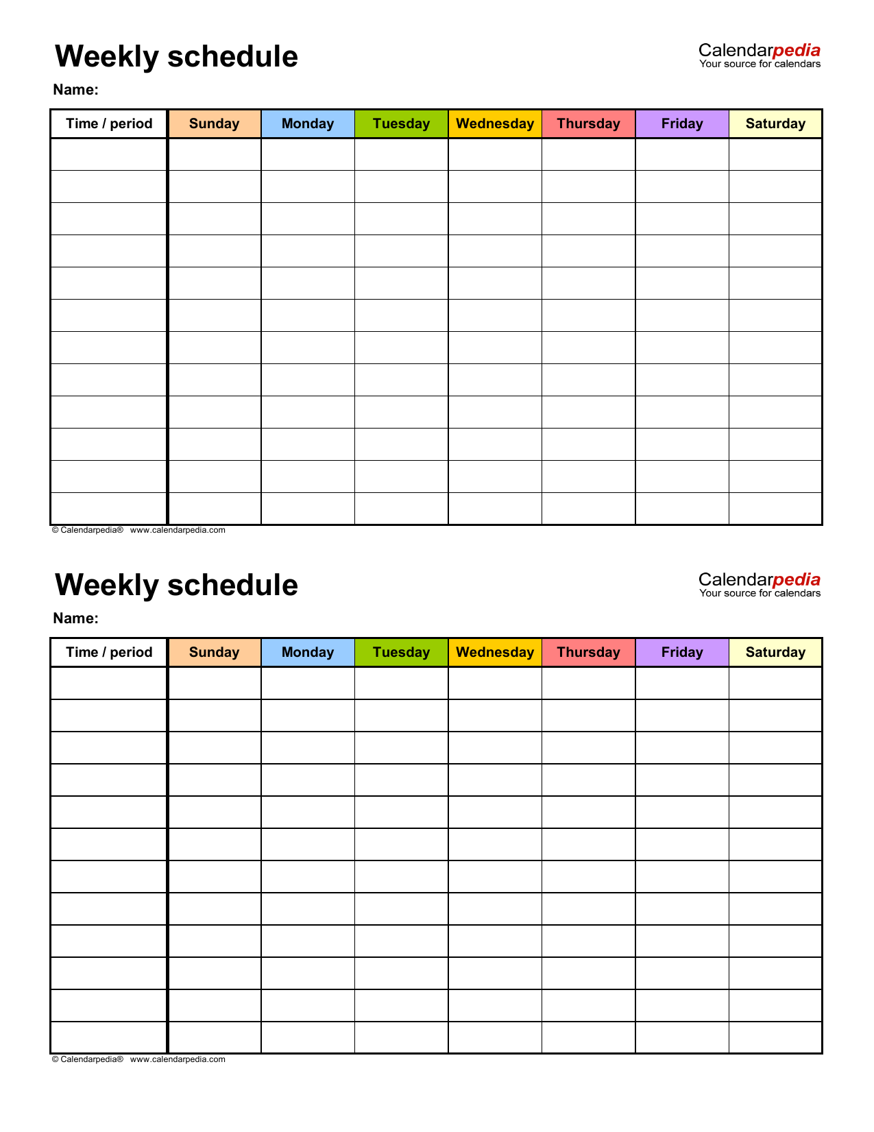 Weekly Schedule Template Plan Your Week