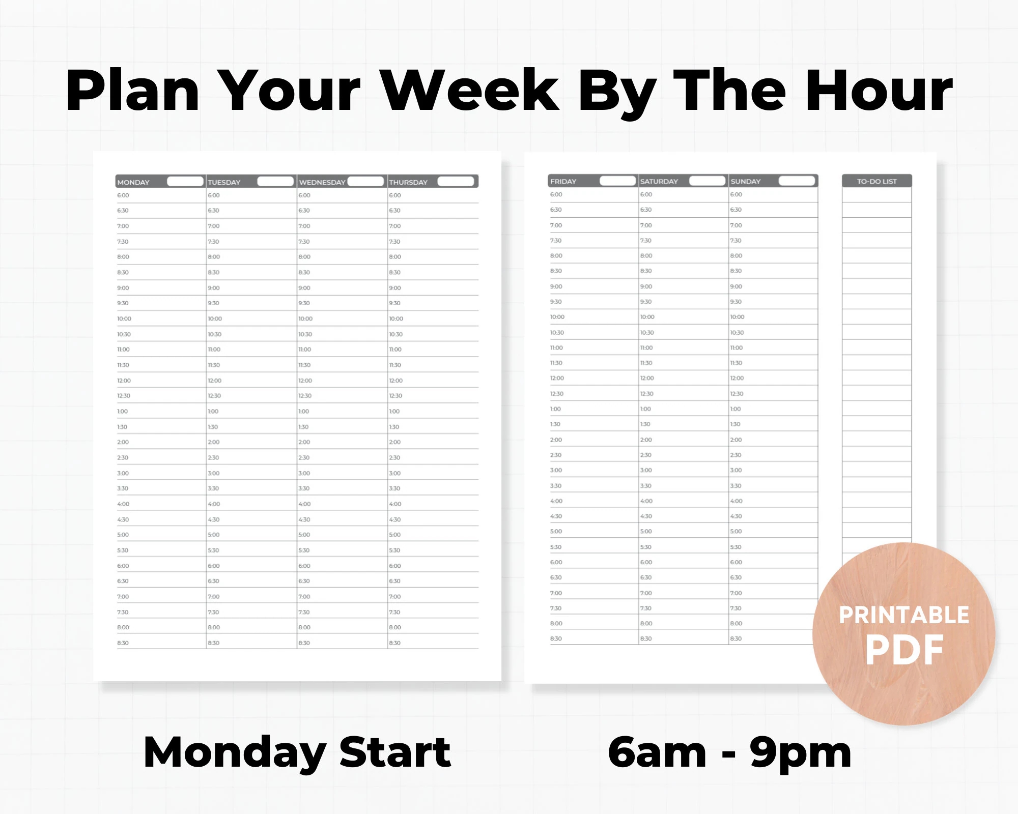 Weekly Schedule By Hour Printable