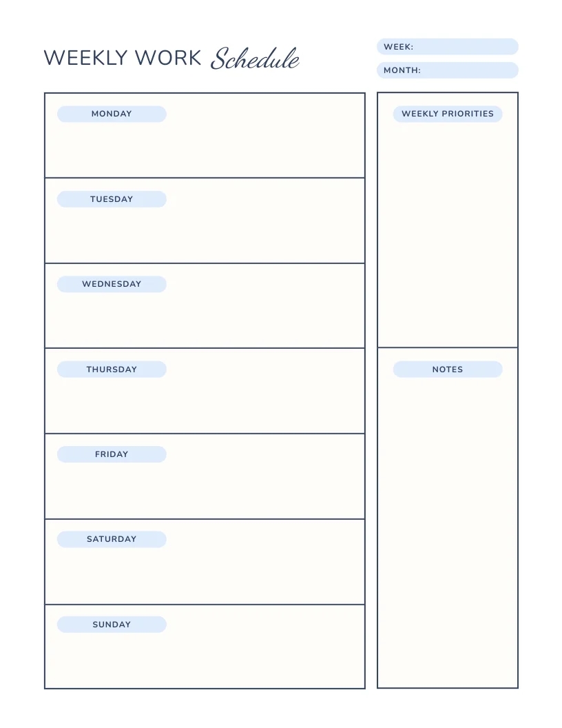 Printable Weekly Employee Schedule Template