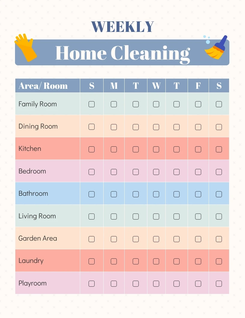 White Blue Weekly Home Cleaning Template Venngage