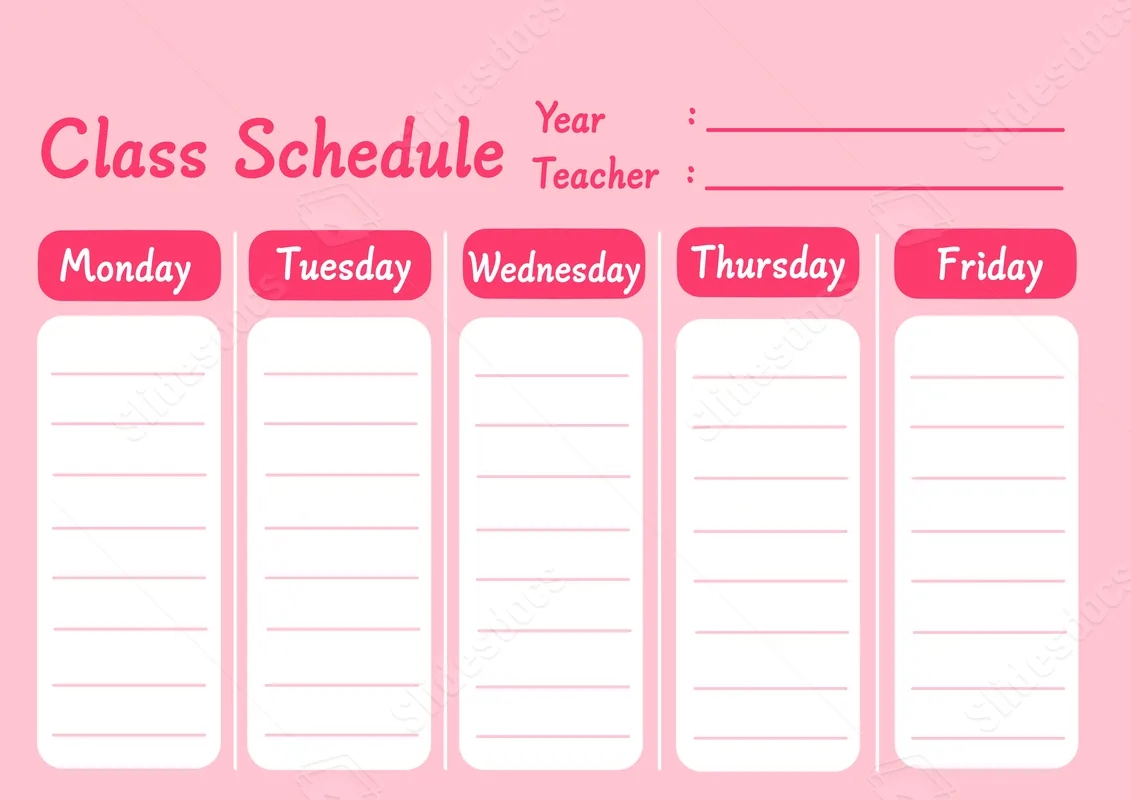 White Pink Schedule Table Class School Editable Elegant Printable Word Template And Google Docs For Free Download