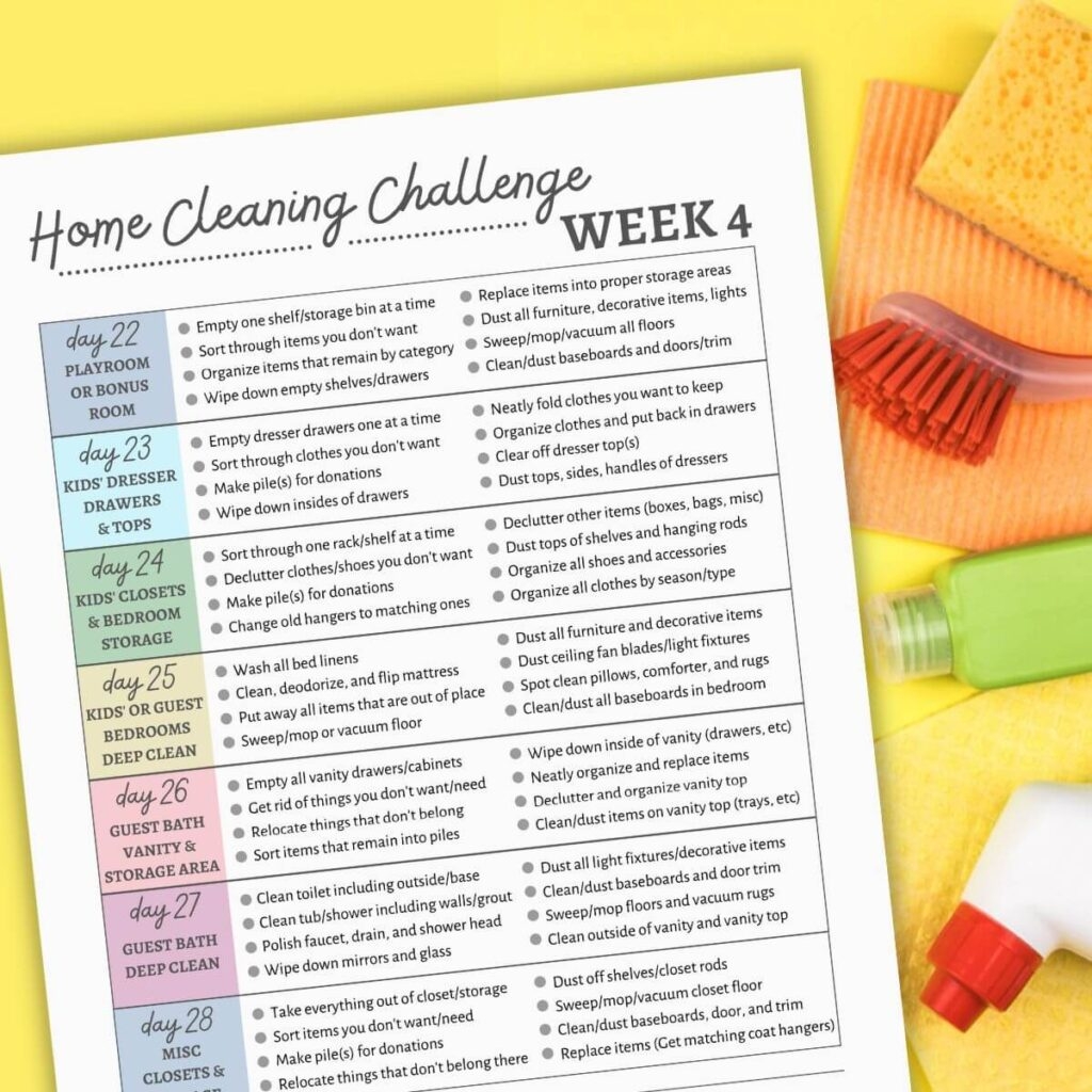 Free Printable Cleaning Schedule For Home