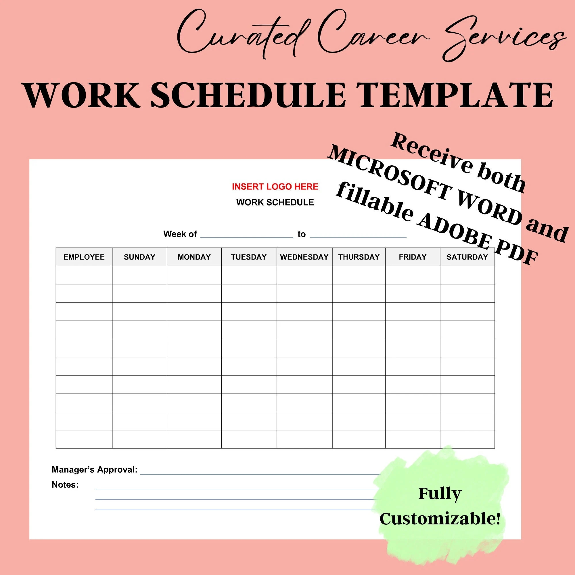Printable Work Schedule Free
