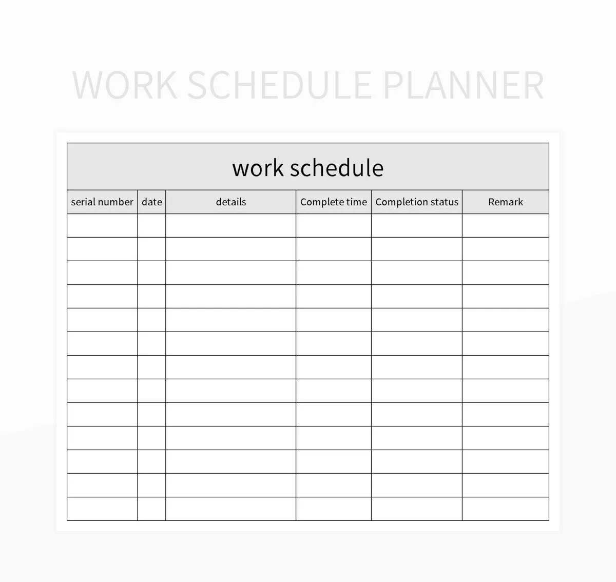 Work Schedule Planner Excel Template And Google Sheets File For Free Download Slidesdocs