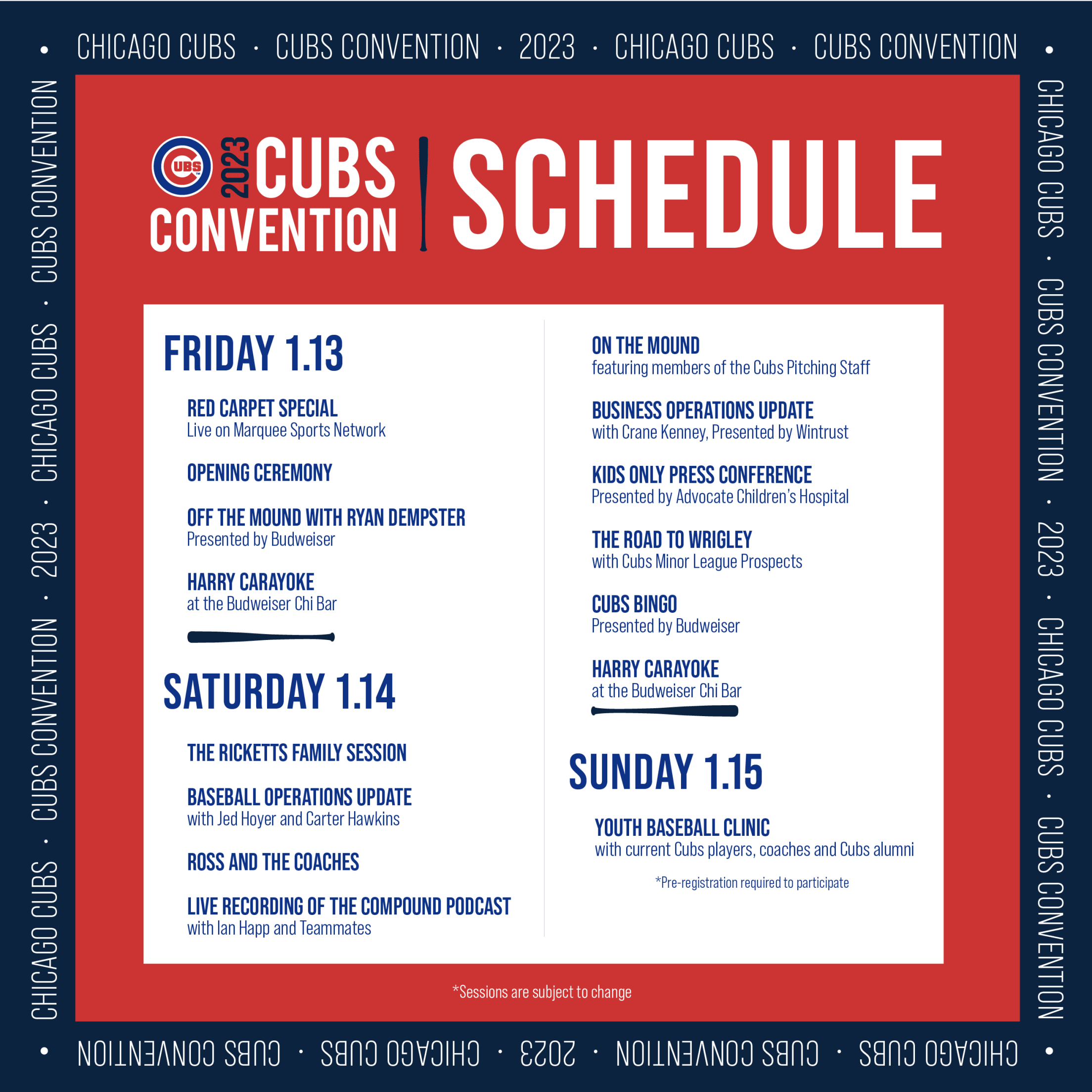 2023 Cubs Convention Schedule Dates Events Tickets And More On Tap Sports Net