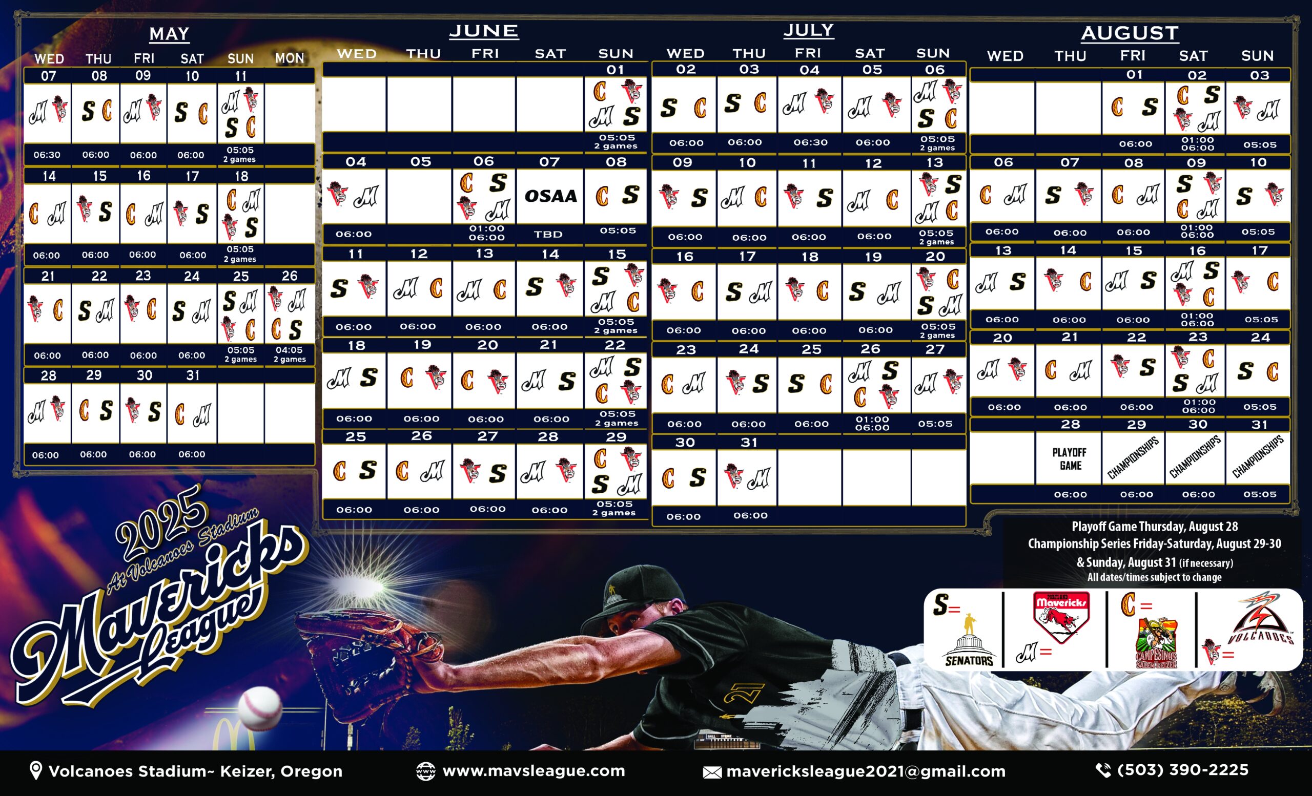 2024 Schedule Mavericks Independent Baseball League