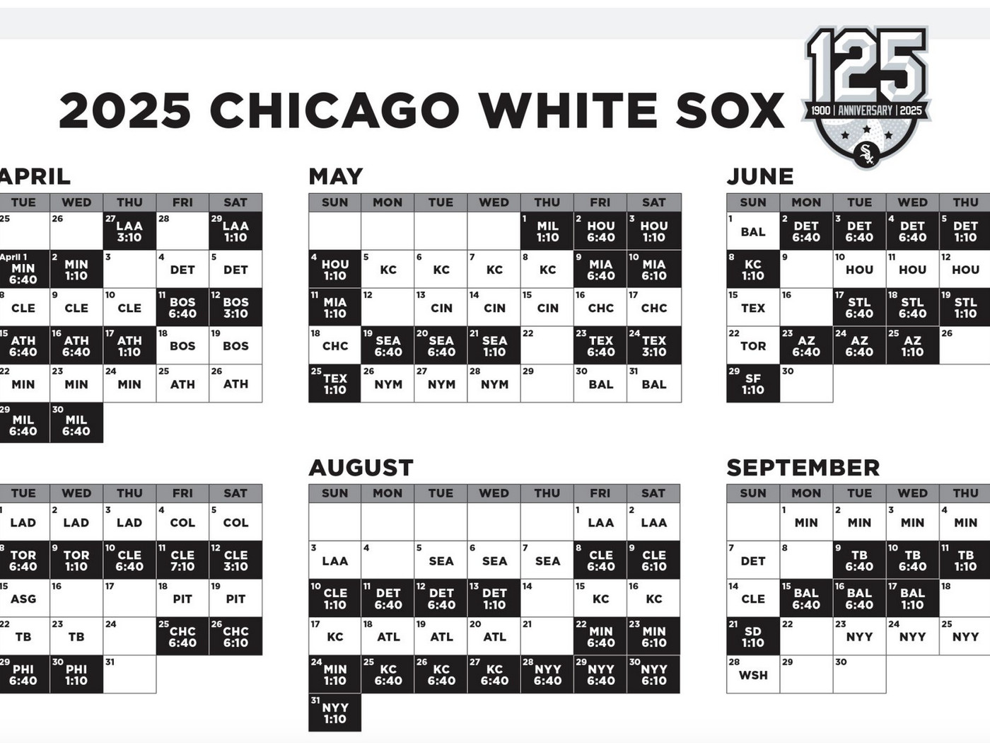 2025 Chicago White Sox Schedule Released South Side Sox