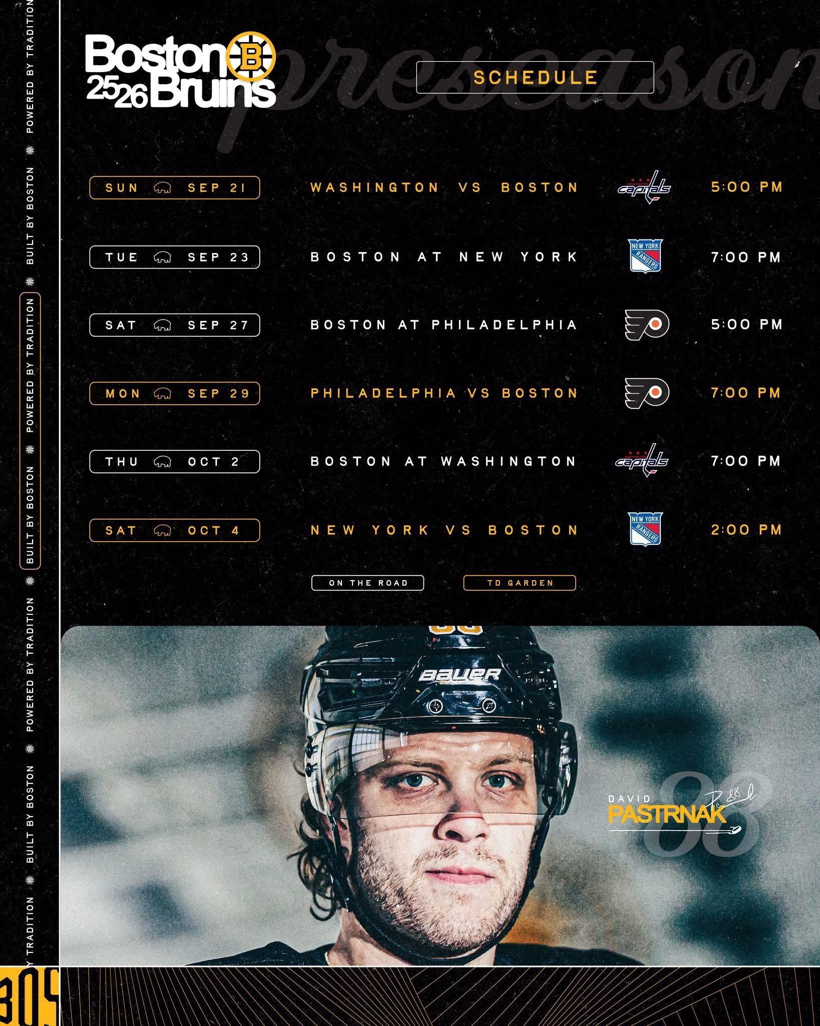 Bruins Printable Schedule 2024-25