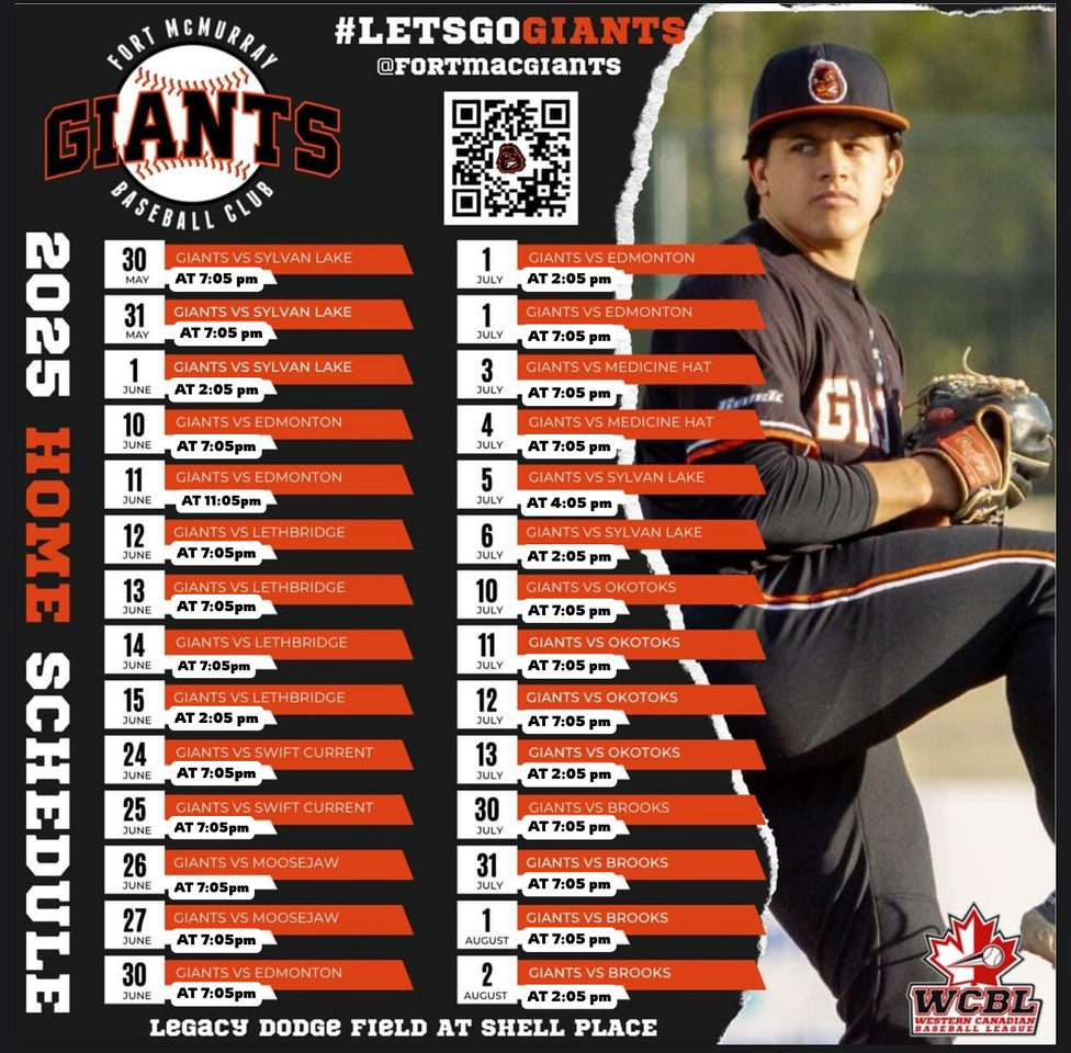 2025 Printable Schedule Fort McMurray Giants