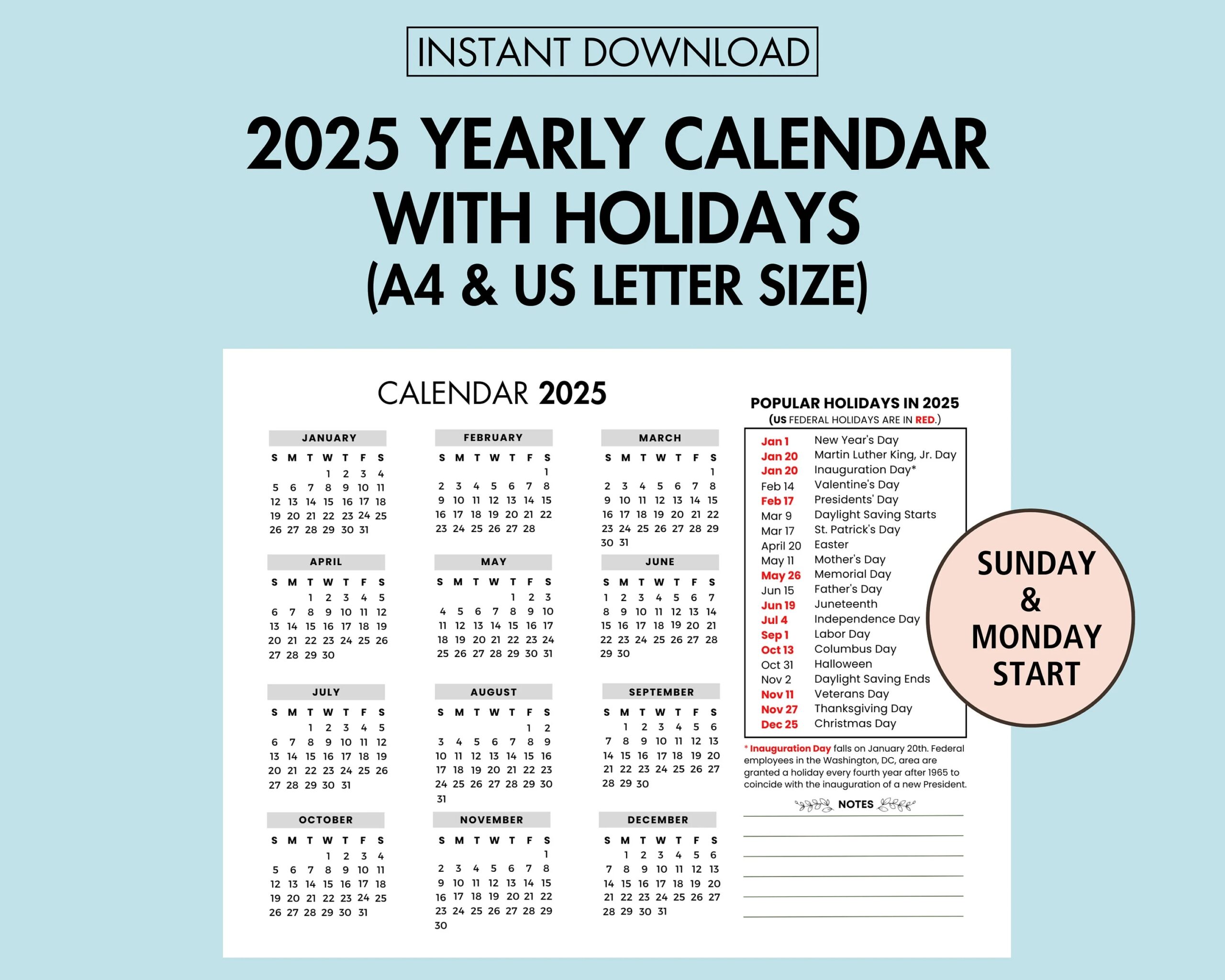 Inauguration Day 2025 Schedule Printable