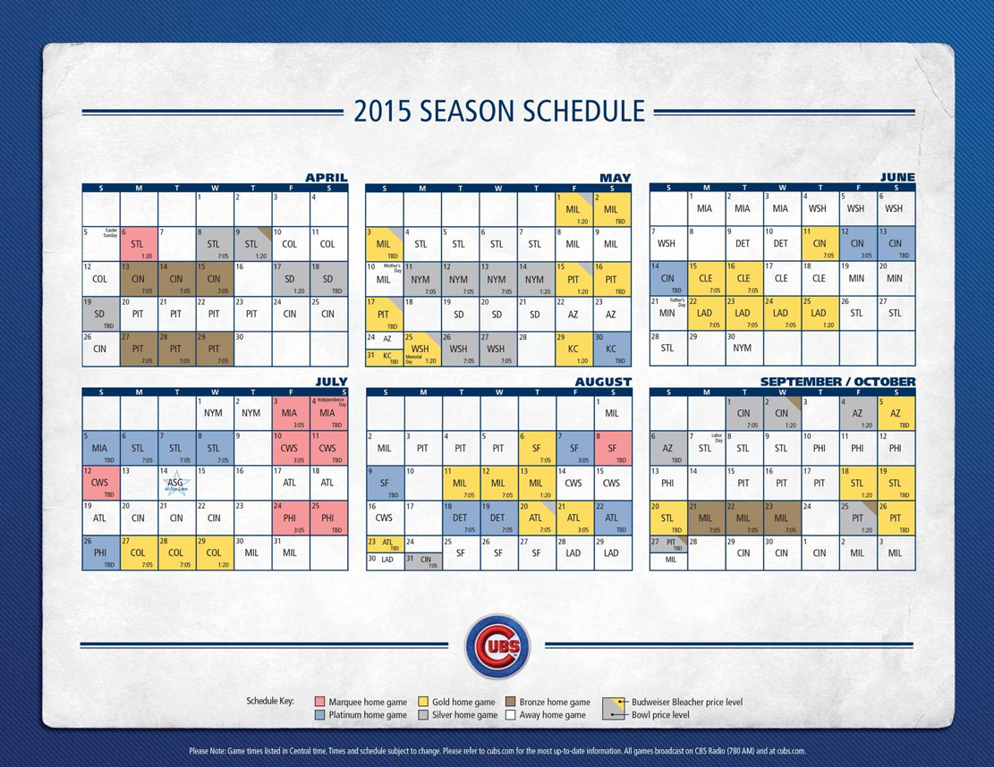 Chicago Cubs Schedule 2025 Printable