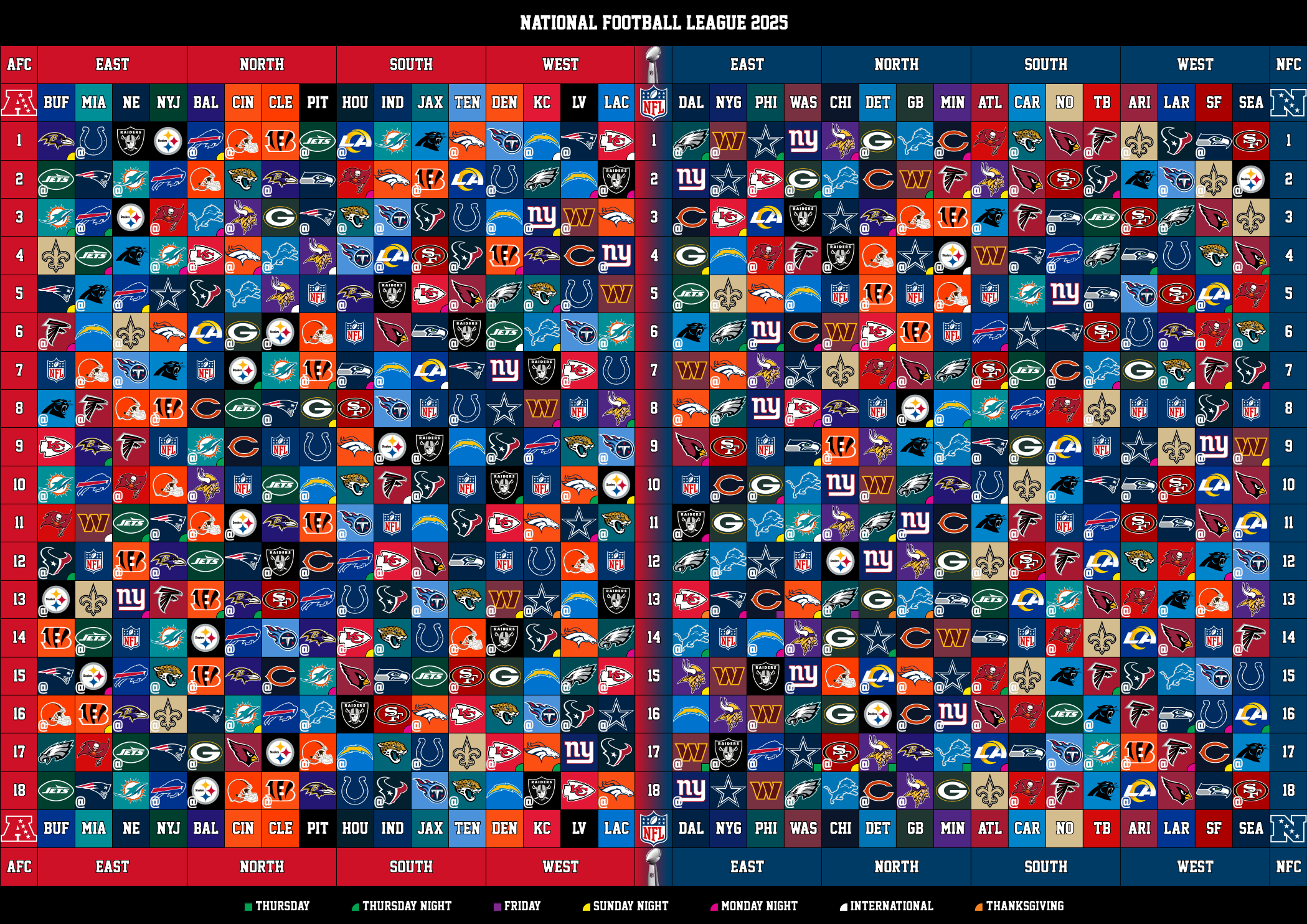 Printable 2025 Nfl Weekly Schedule