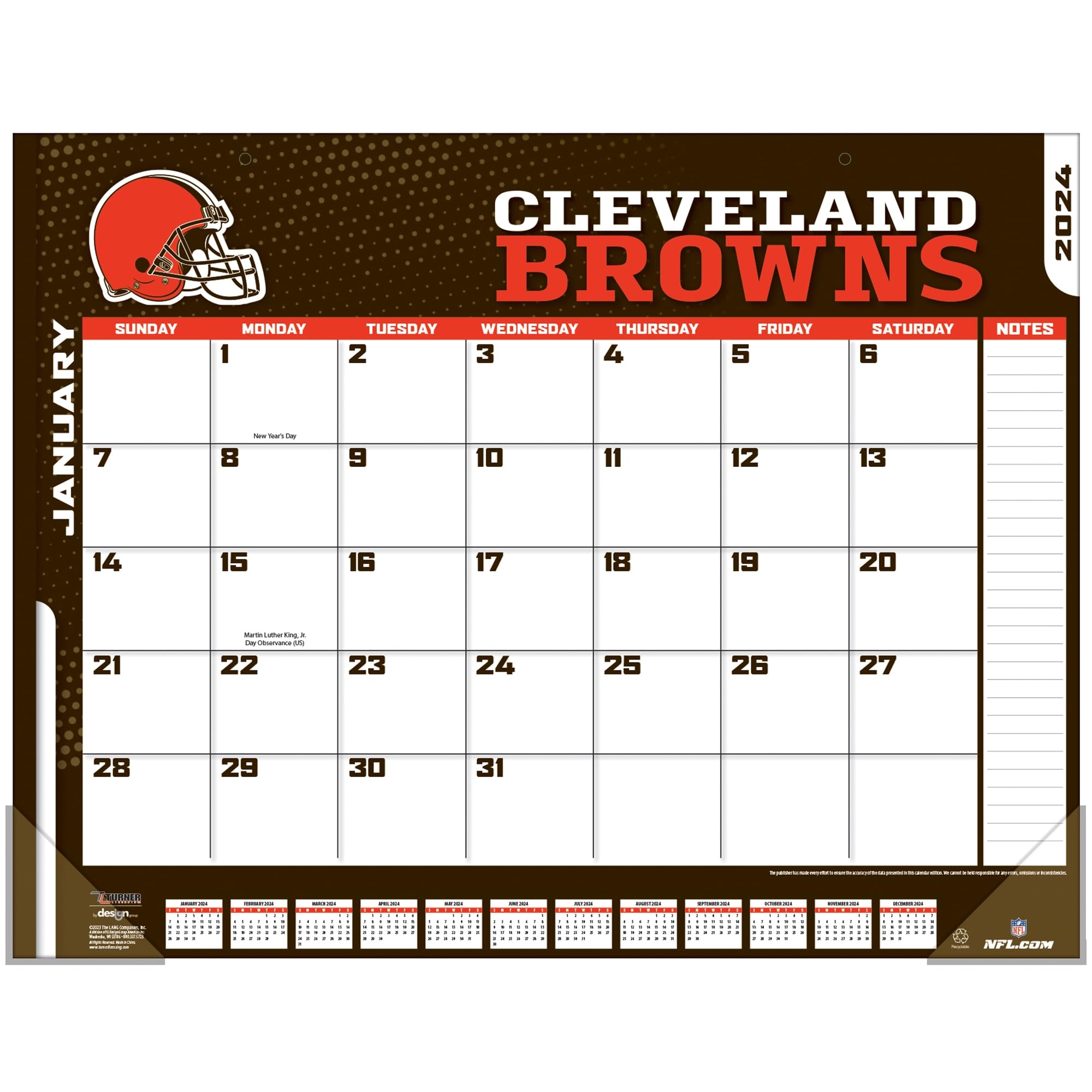 Amazon TURNER SPORTS Cleveland Browns 2024 22X17 Desk Calendar 24998061533 Office Products