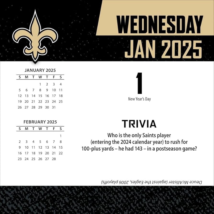 Amazon Turner Sports New Orleans Saints 2025 Box Calendar 25998053049 Sports Outdoors