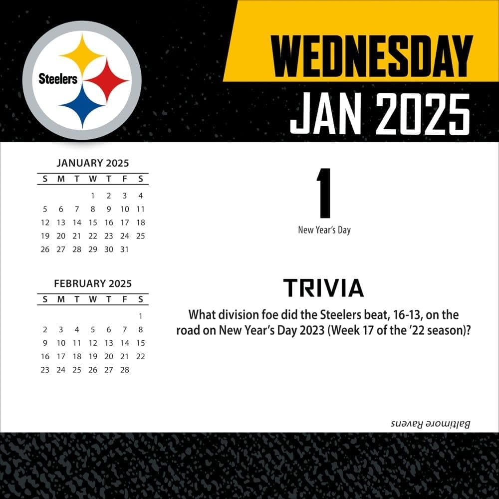 Amazon Turner Sports Pittsburgh Steelers 2025 Box Calendar 25998053054 Office Products