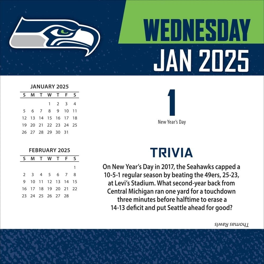 Amazon Turner Sports Seattle Seahawks 2025 Box Calendar 25998053056 Office Products