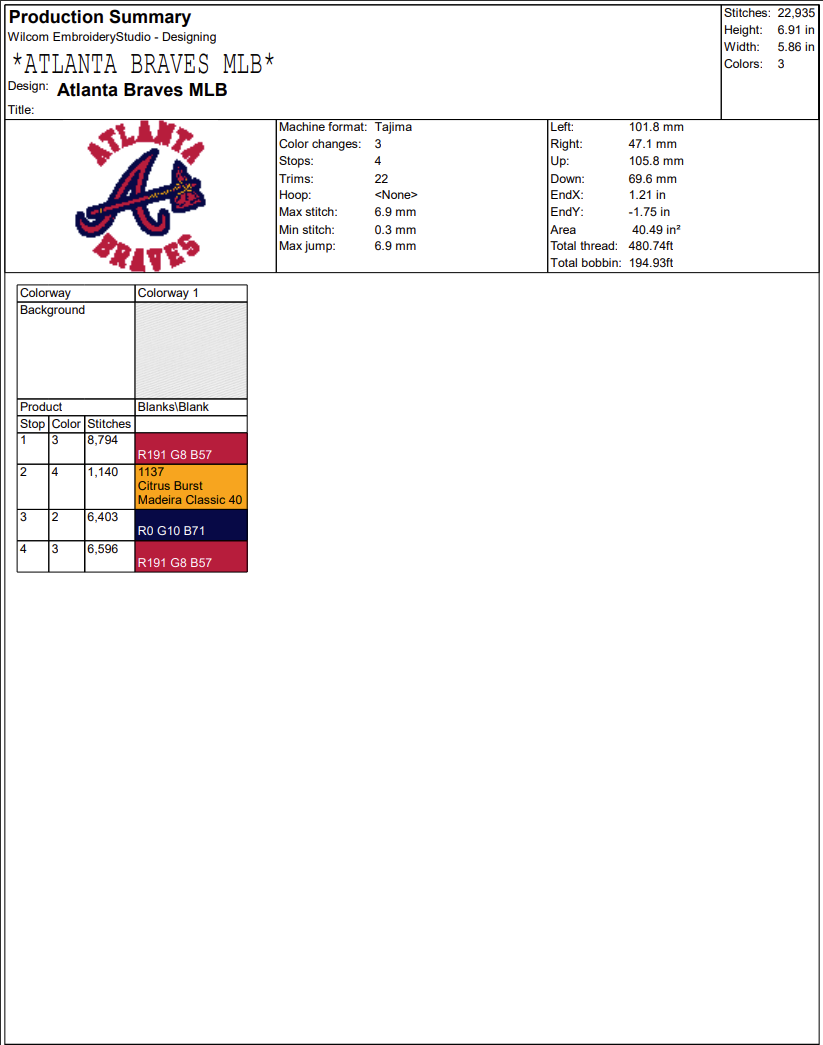 Atlanta Braves MLB Embroidery Design American Baseball Embroidery Digitizing File