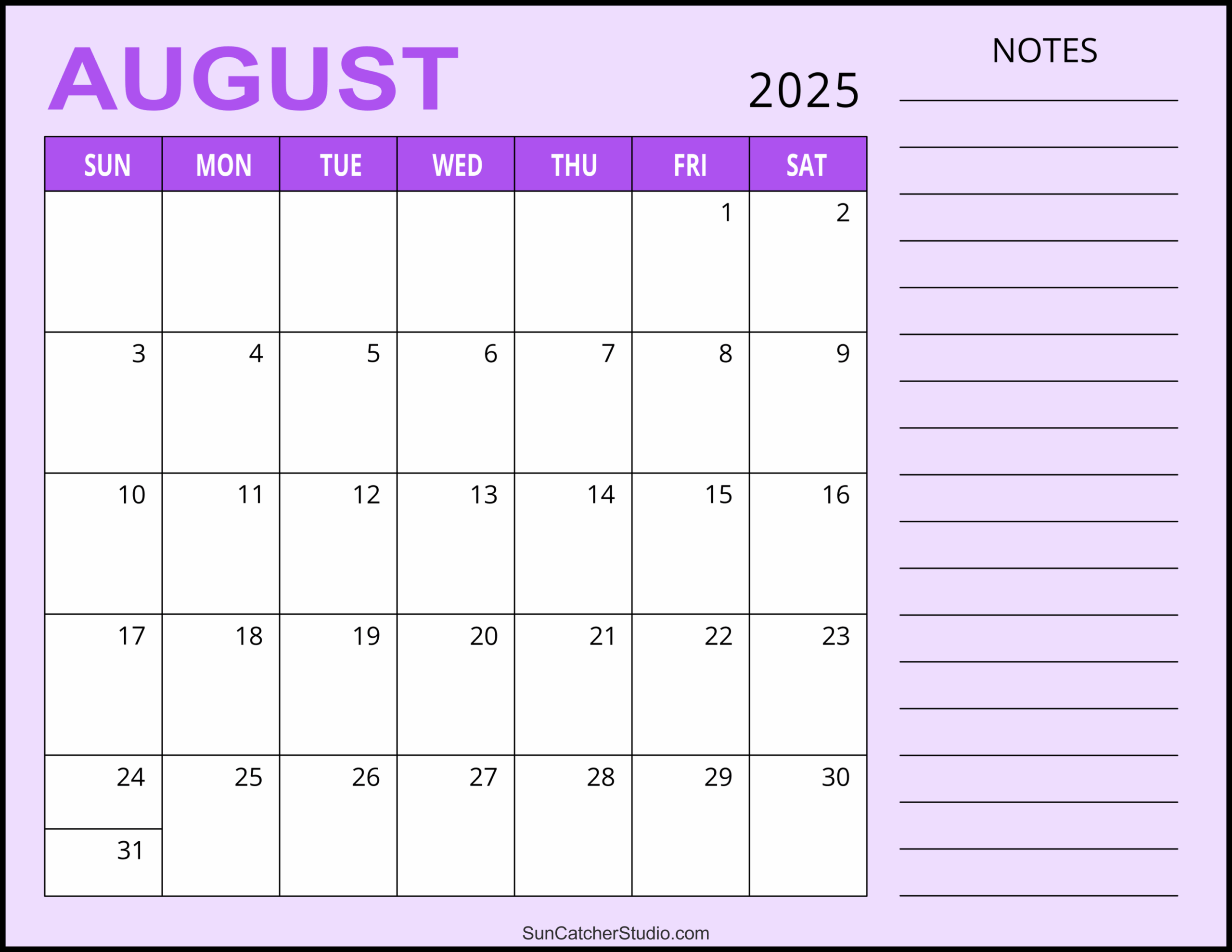 August Schedule Printable 2025