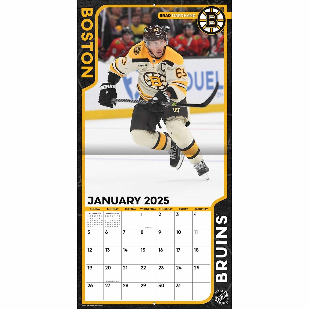 Boston Bruins NHL Calendar 2025