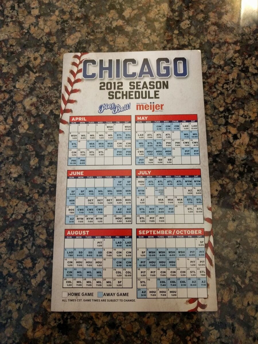 Chicago Cubs 2012 Season Schedule Full Magnet Back EBay