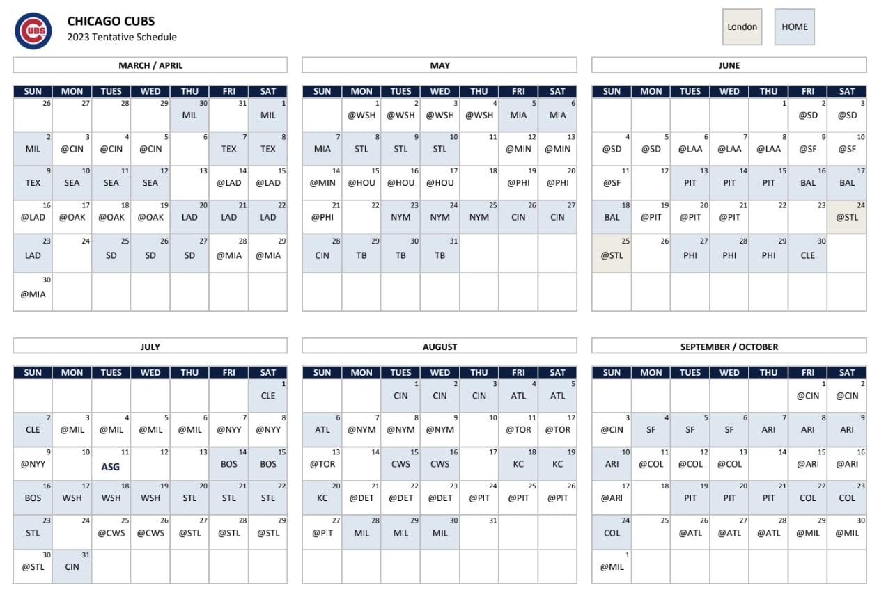 Chicago Cubs Release 2023 Schedule On Tap Sports Net