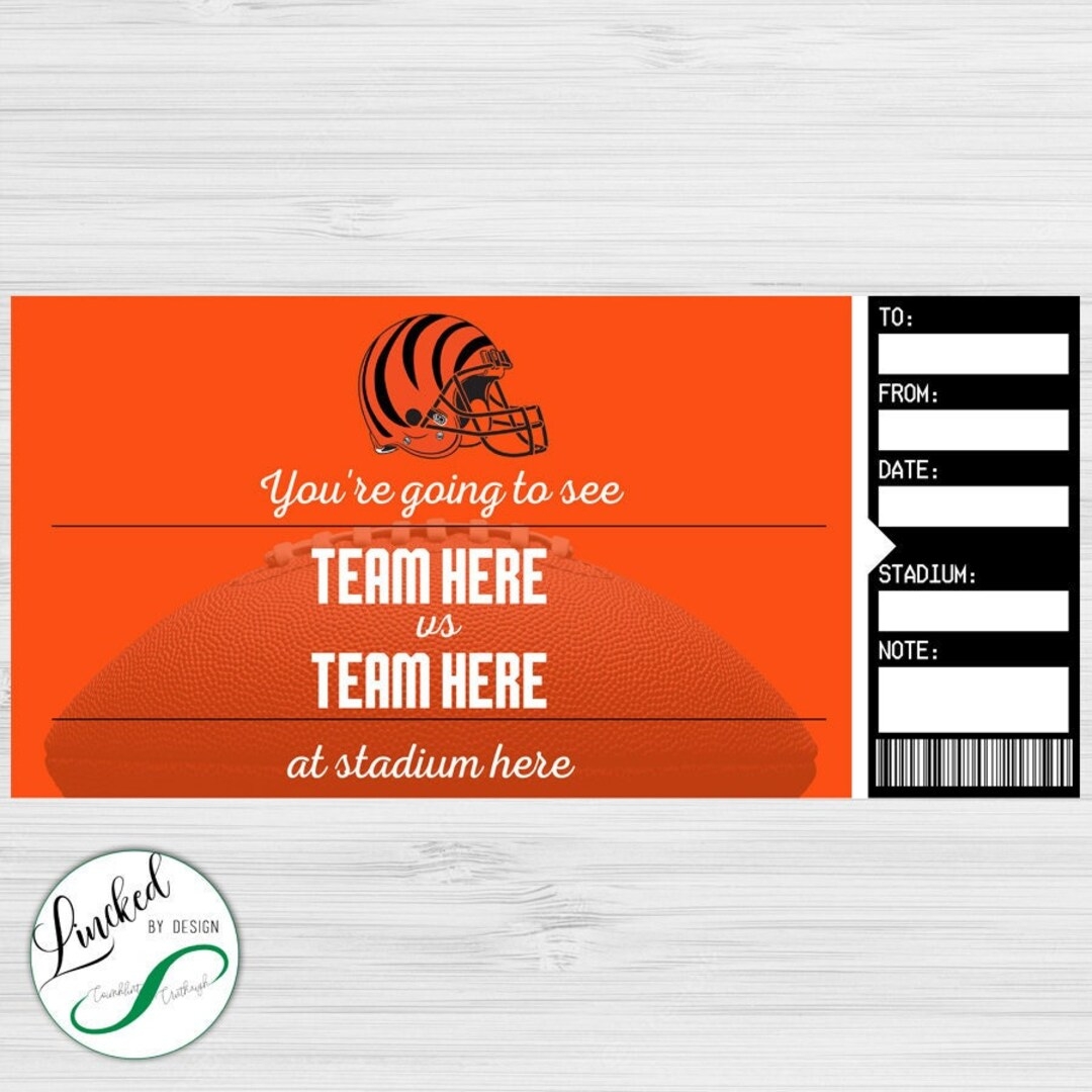 Cincinnati Bengals Themed Keepsake Event Ticket Etsy