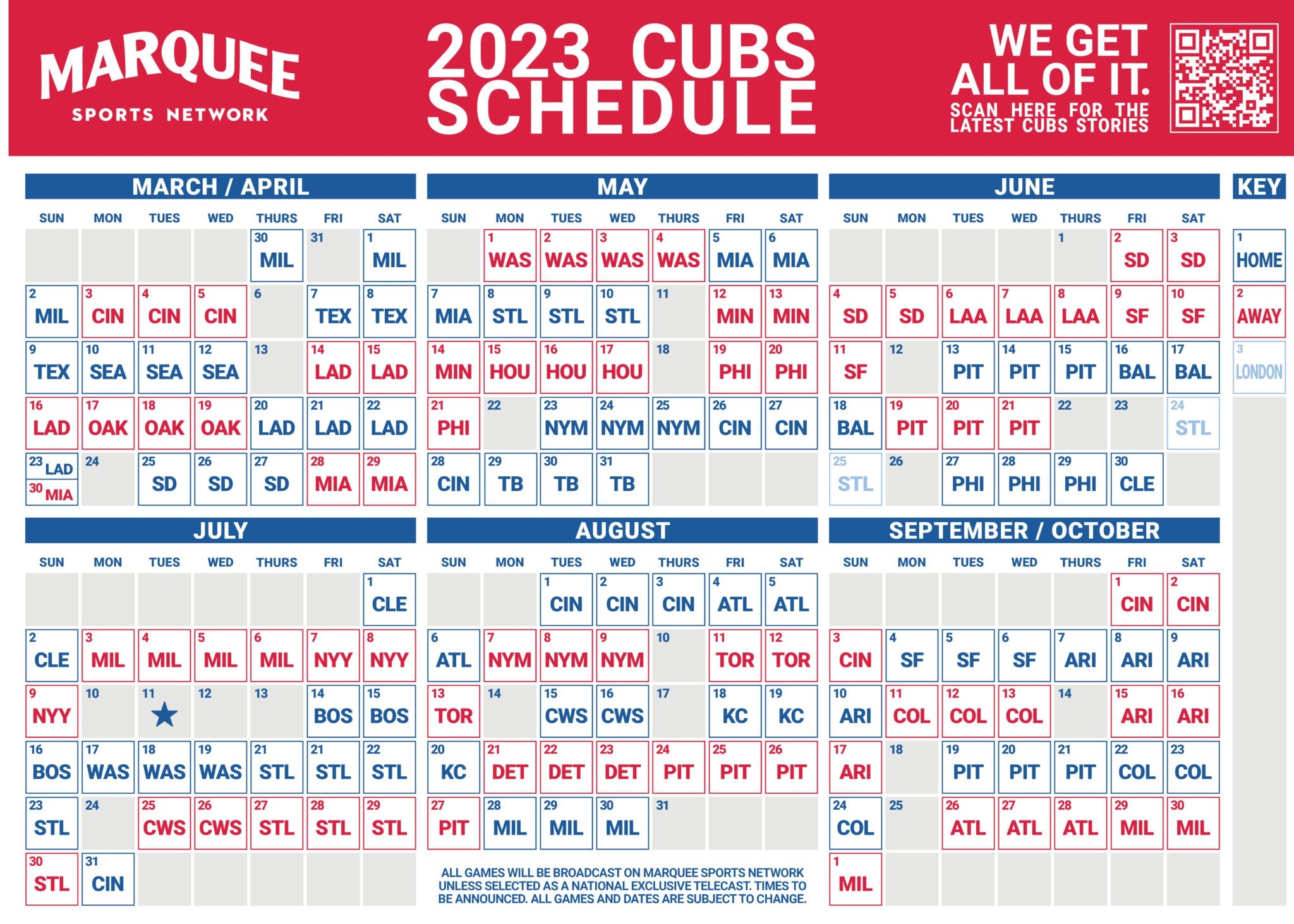 Cubs 2023 Schedule Marquee Sports Network Home Of The Cubs Bears Red Stars And Sky