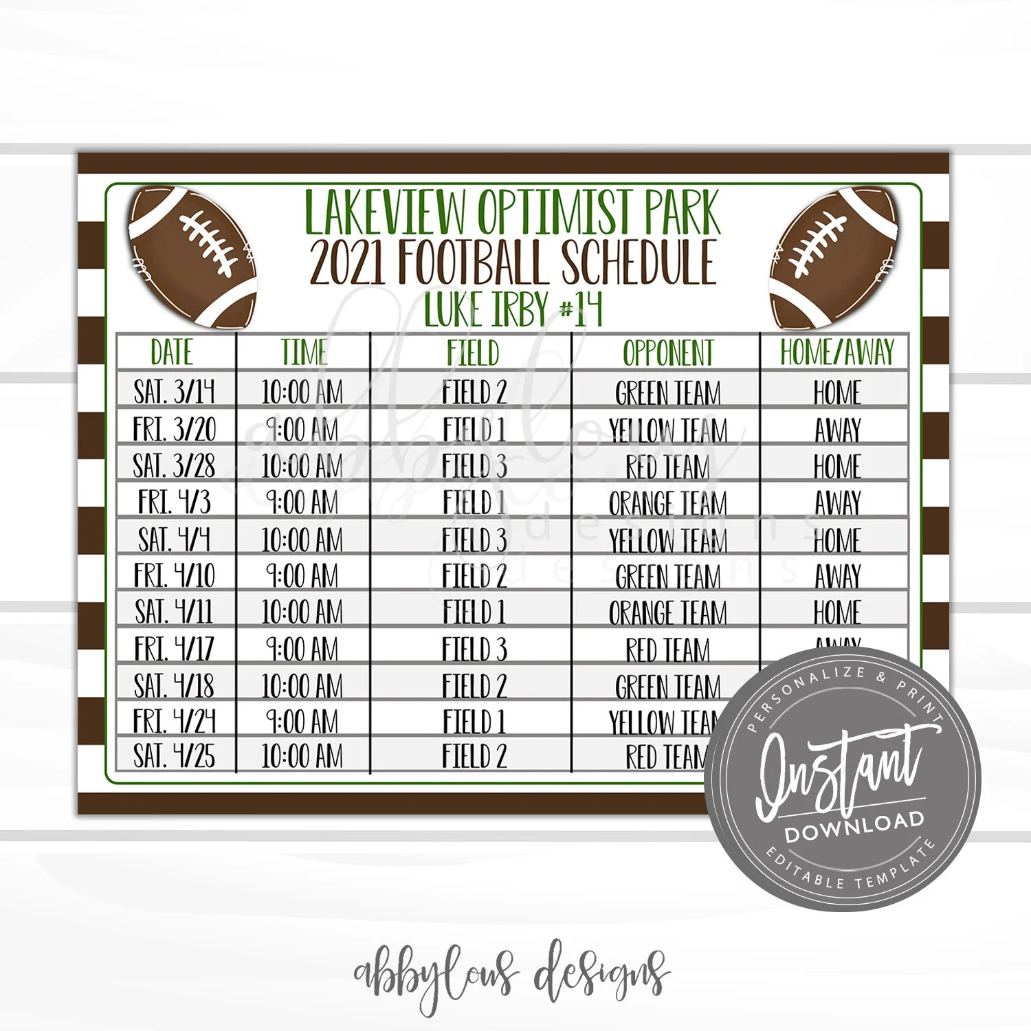 Nfl Football Printable Schedule
