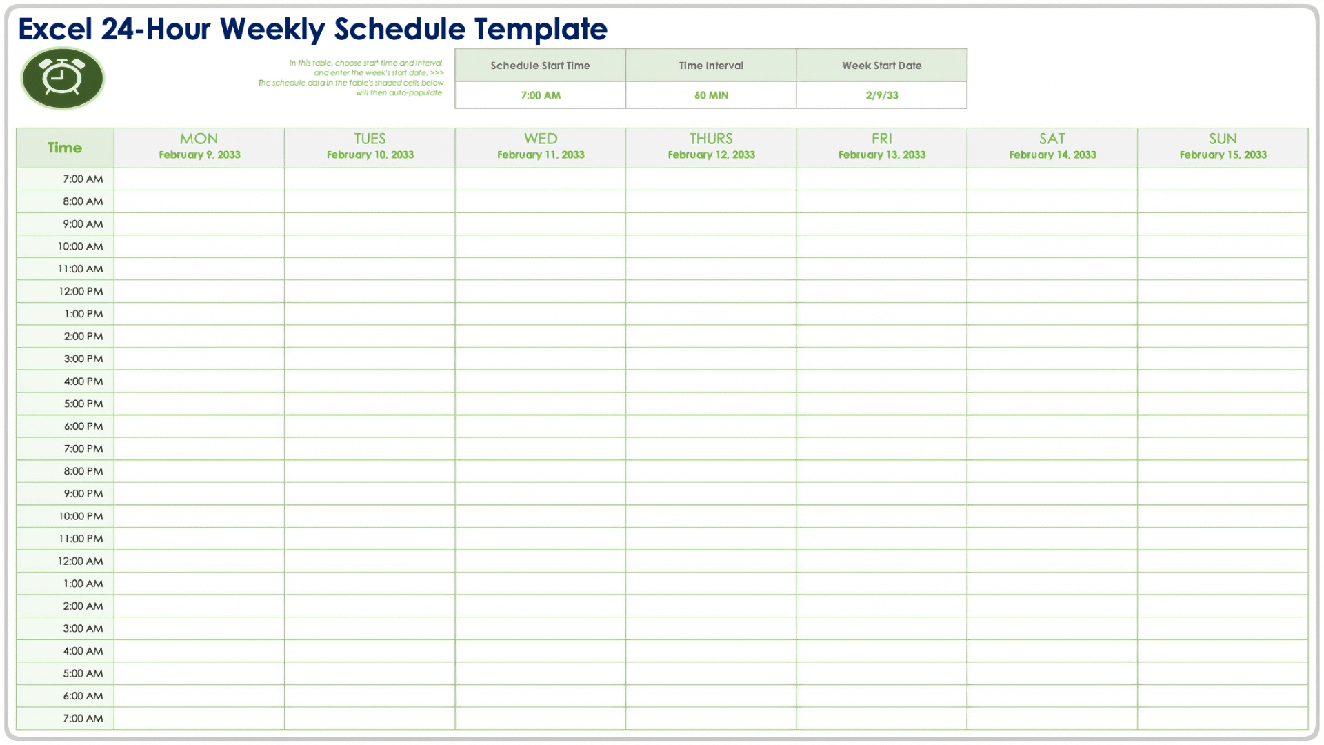 free hourly schedule templates all formats editable printable