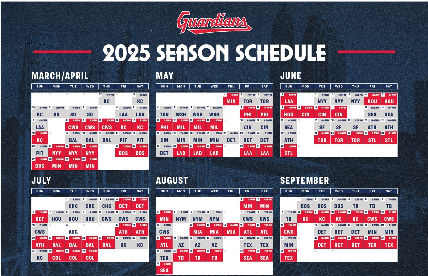 Guardians MLB Announce Start Times For 2025 Regular Season Spring Training Games Cleveland