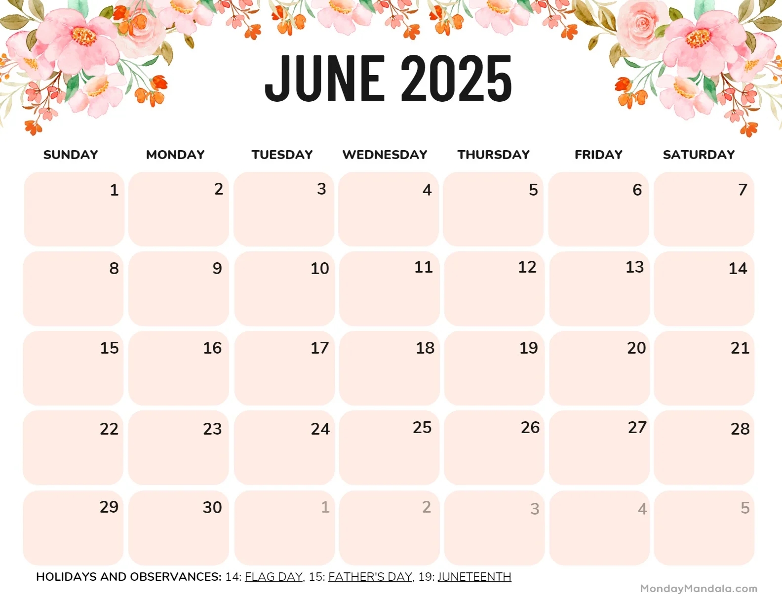 June 2025 Calendar 52 Free PDF Printables 